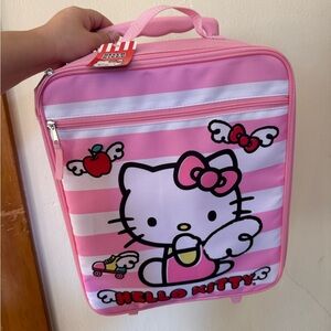 Hello Kitty Pink & white Travel Bag rolling suitcase NEW NWT kawaii girls